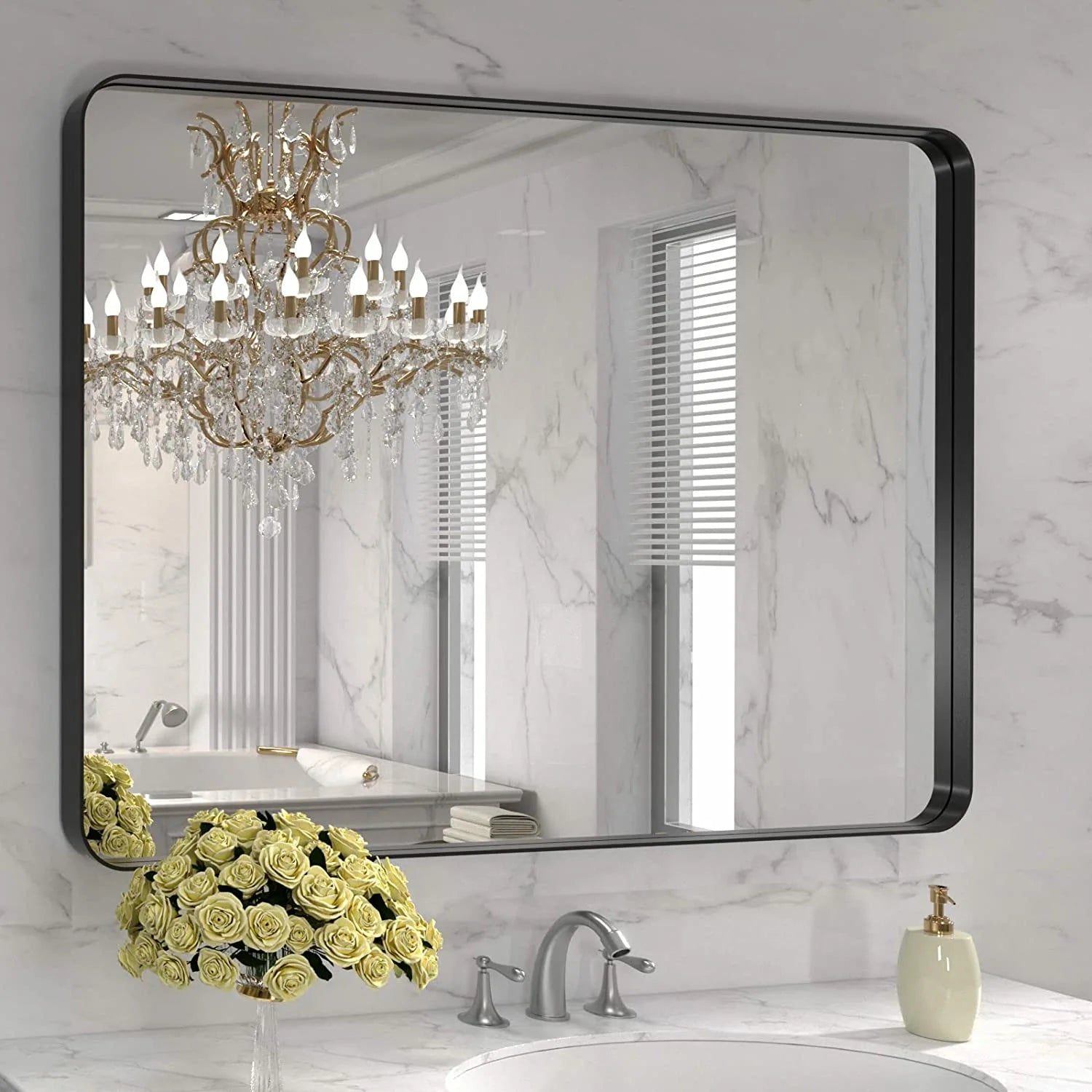 Rounded shops Rectangle Bathroom Wall Mirror