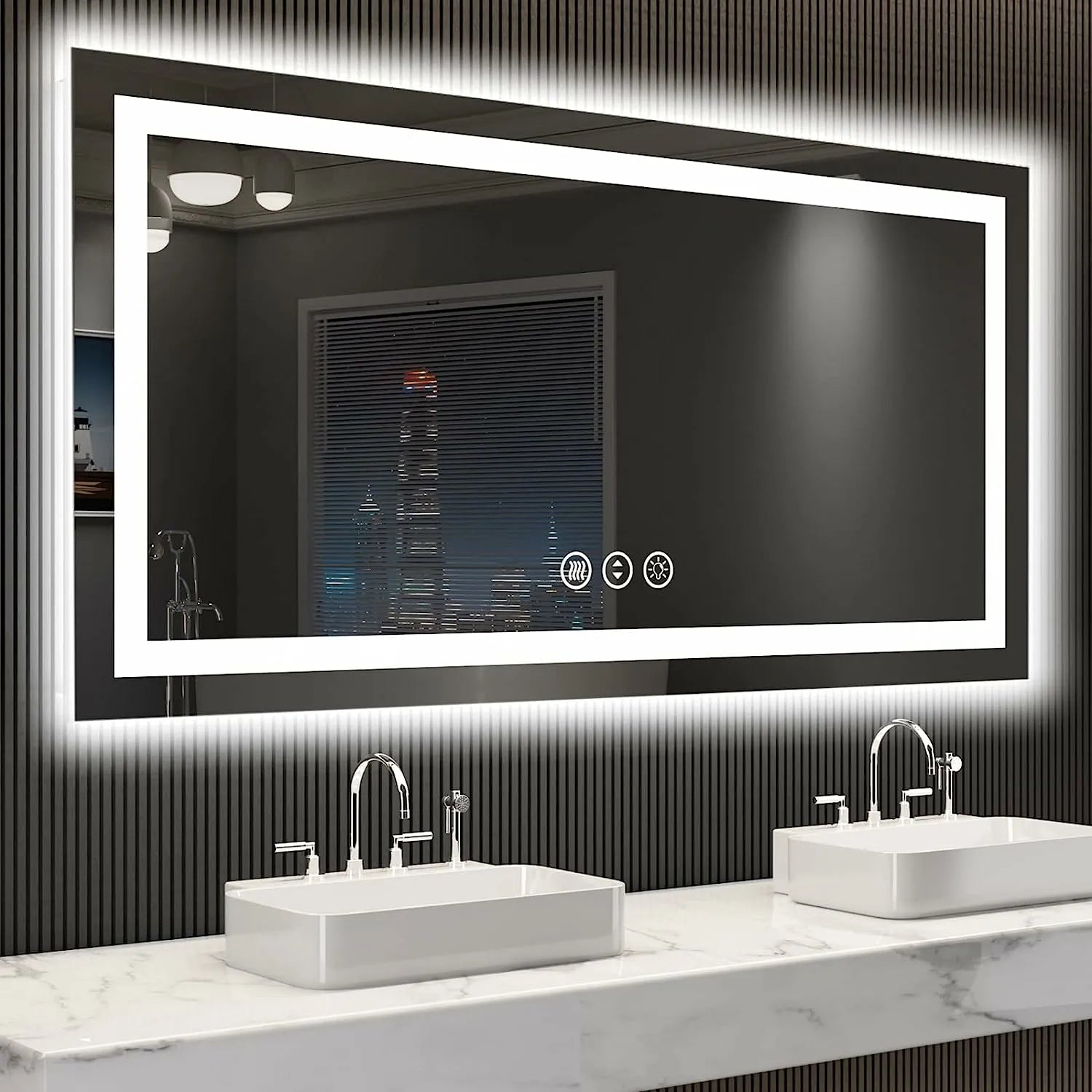 Shatter-Proof LED Bathroom Mirror Anti-Fog Dimmable Backlit