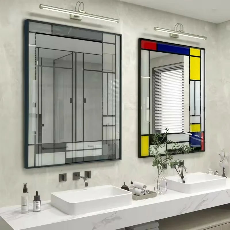 Black and white gray tempered bathroom mirror