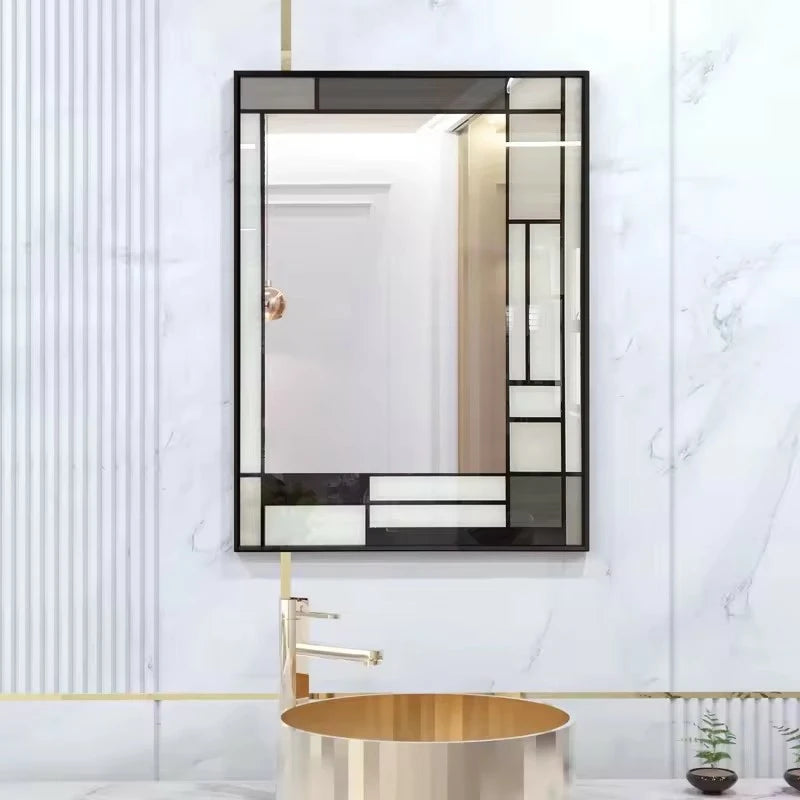 Tempered bathroom frame mirror without lights