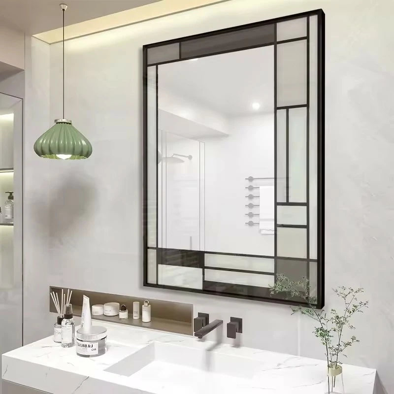 Tempered bathroom frame mirror without lights