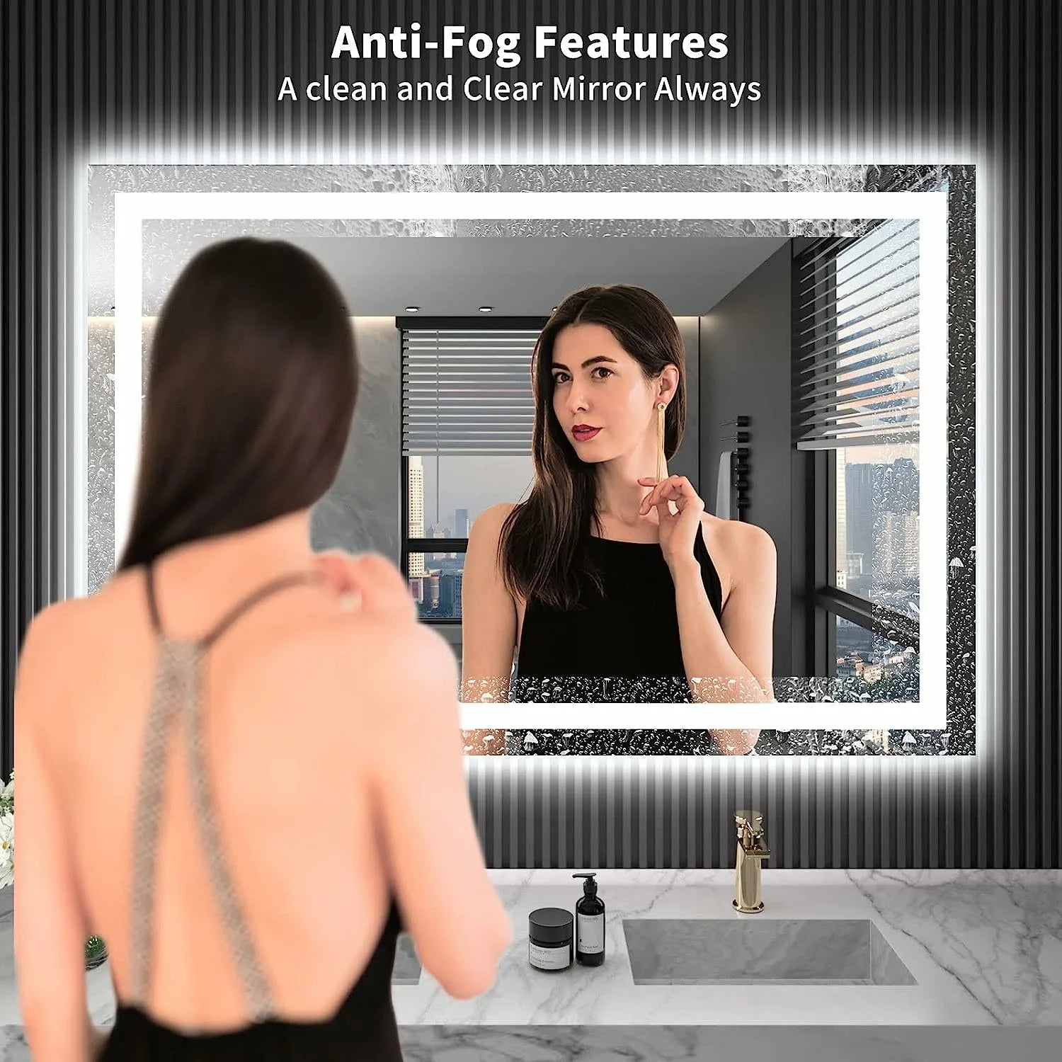 Dimmable Backlit LED Bathroom Mirror with Anti-Fog Memory Function and ETL Listed Shatter-Proof