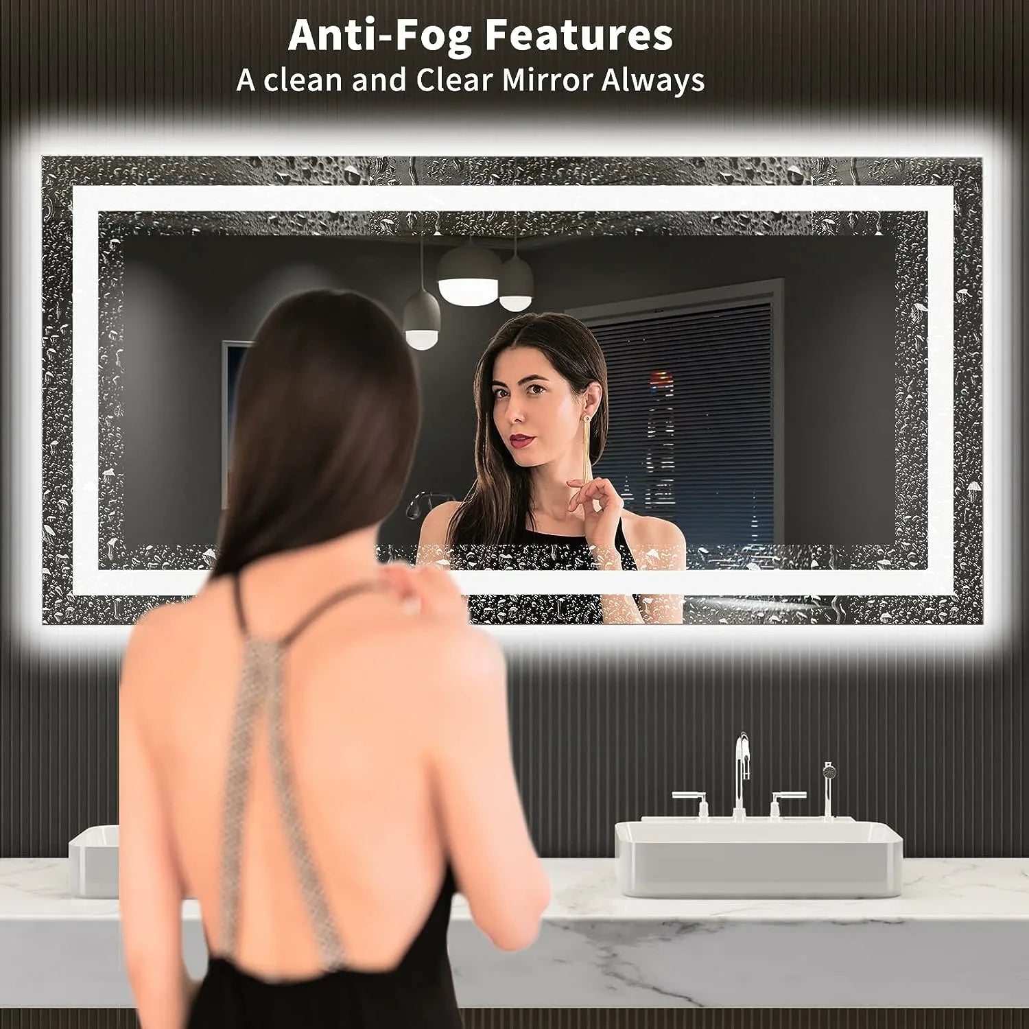 Shatter-Proof LED Bathroom Mirror Anti-Fog Dimmable Backlit