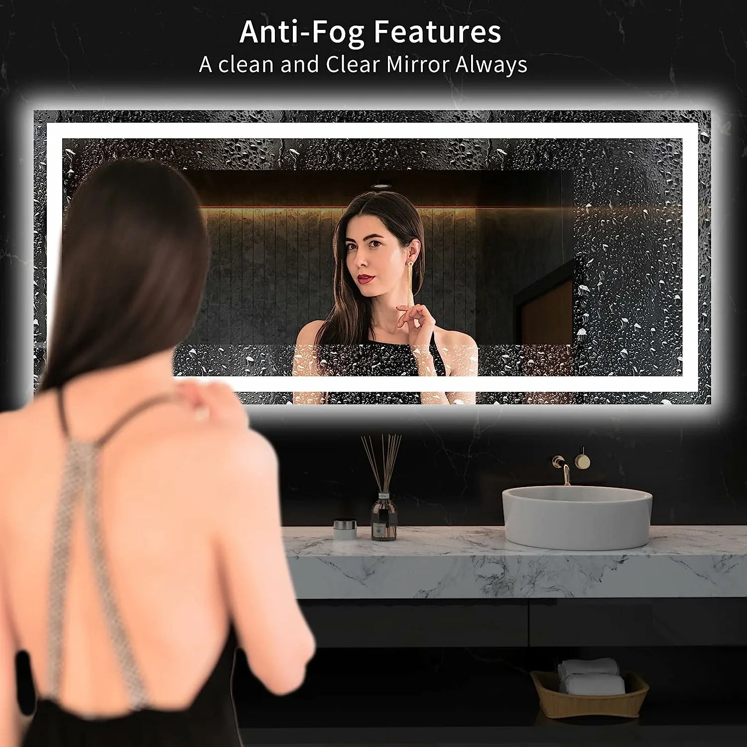 Dimmable Backlit LED Bathroom Mirror with Anti-Fog and Memory Function