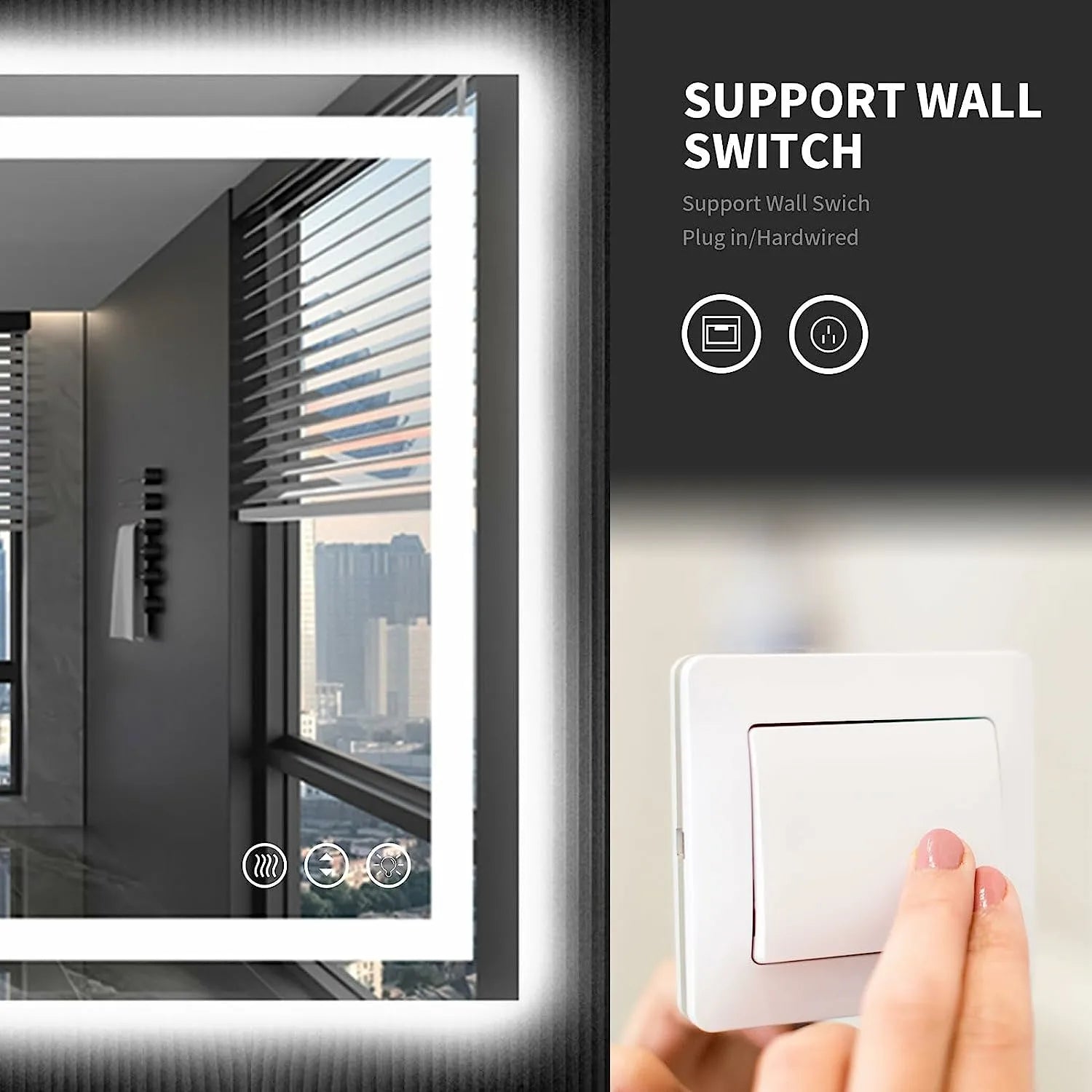 Dimmable Backlit LED Bathroom Mirror with Anti-Fog Memory Function and ETL Listed Shatter-Proof