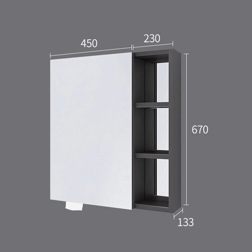 Smart Bathroom Mirror Cabinet With Open Storage For Bathroom Space, Made Of Aluminum Alloy, Wall-Mounted