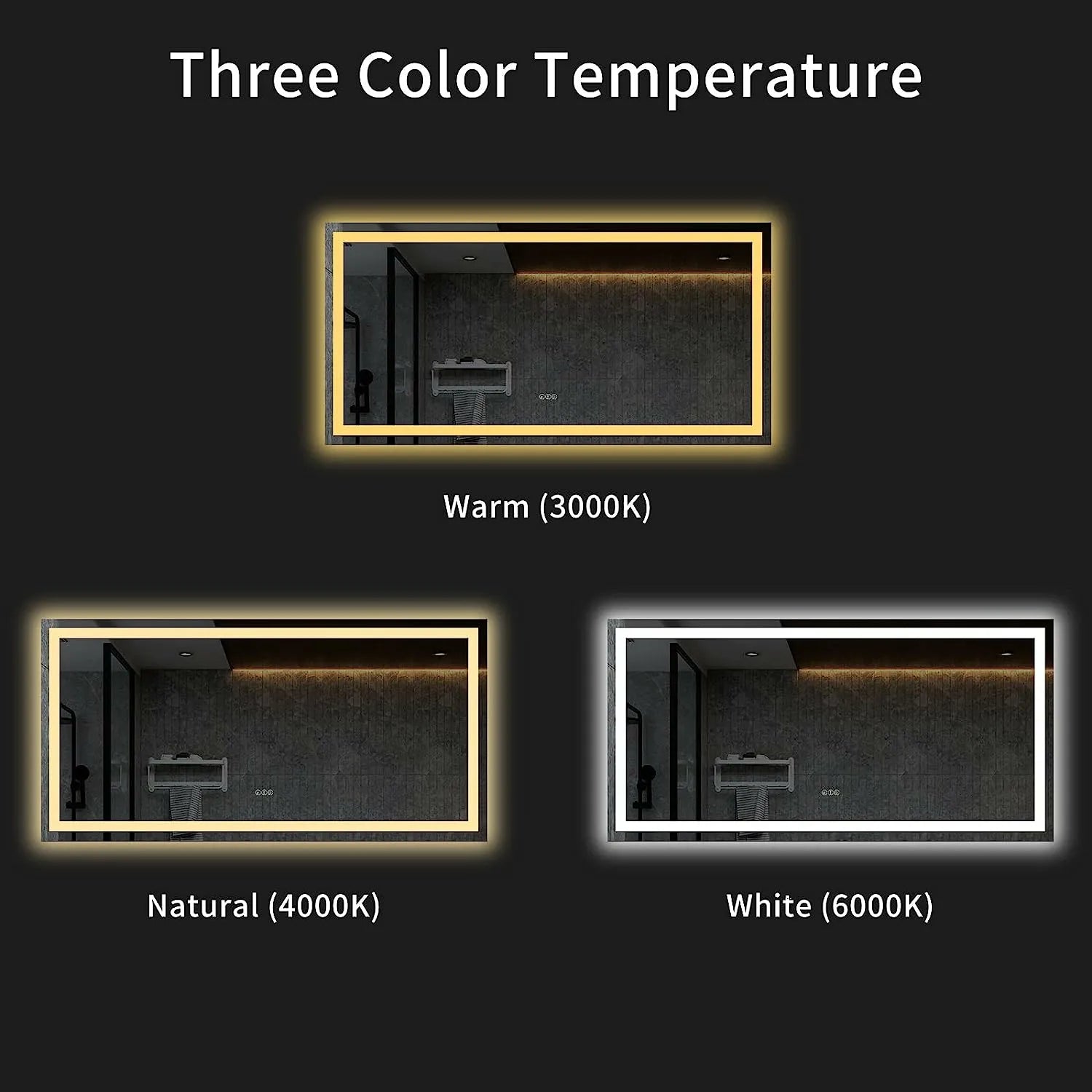 Memory Function Tempered Glass Anti-Fog Dimmable Backlit LED Bathroom Mirror