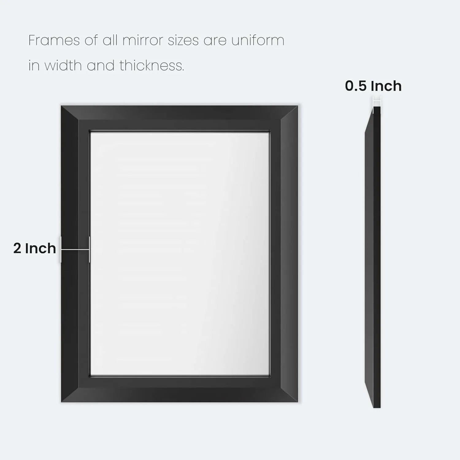 LOAAO 36"x36" Square Thick Metal Framed Bedroom Living Room Mirrors