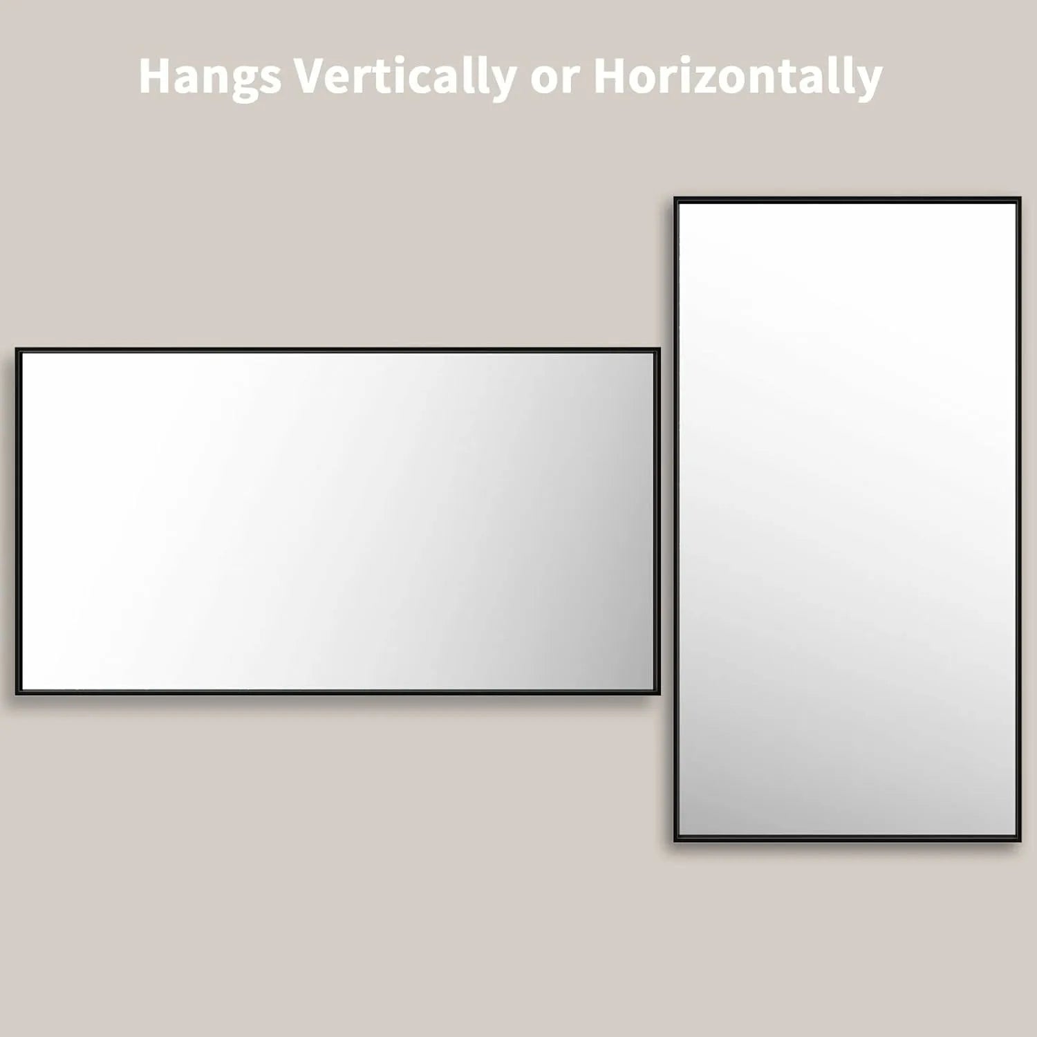 LOAAO Clear Reflection & NO Distortion Black Rectangle Mirror