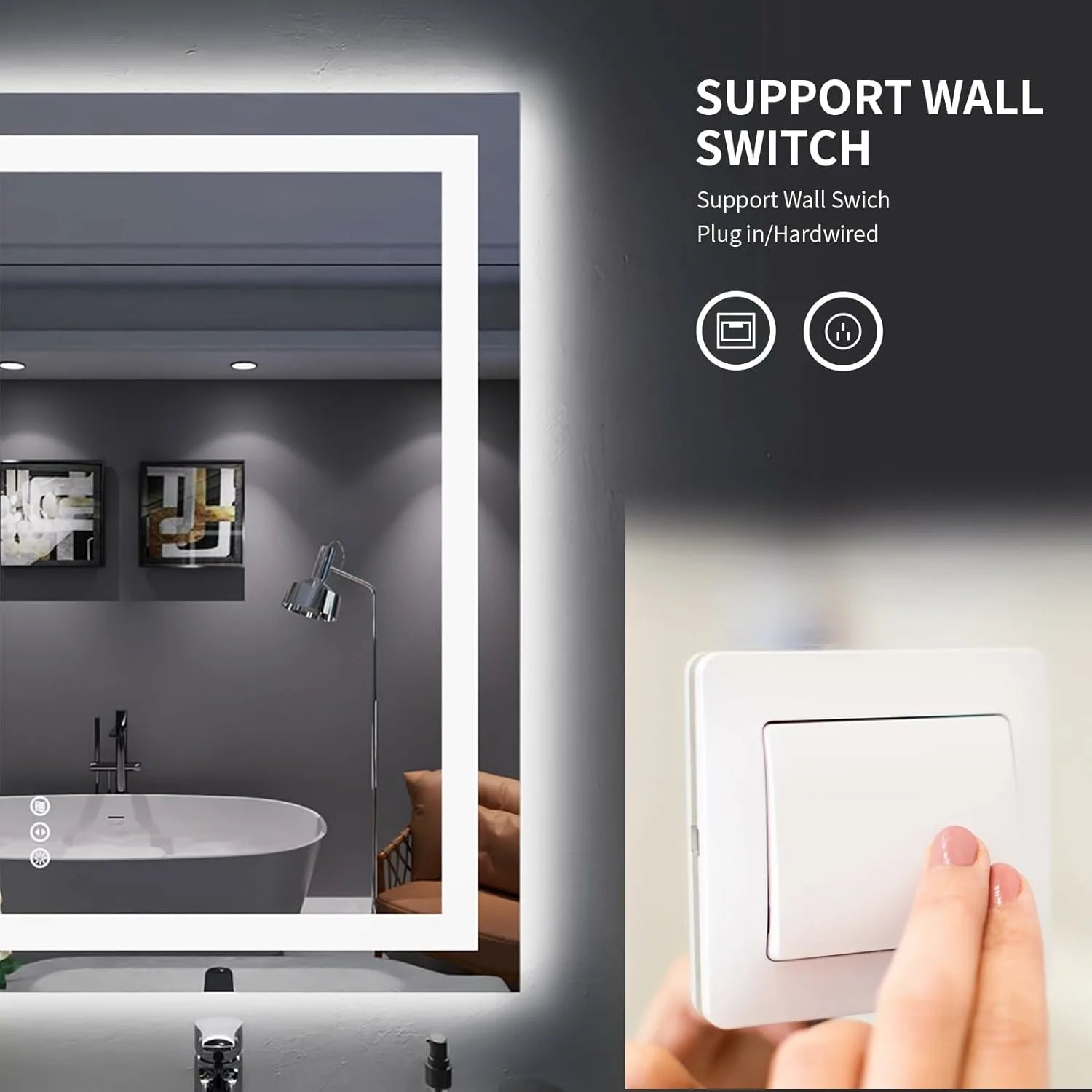 LOAAO 32"X36" Backlit + Front Lit LED Bathroom Mirror with Lights