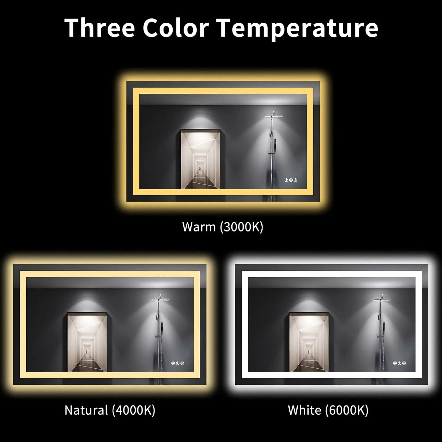 LOAAO 48"X30" Tempered Glass Shatter-Proof ETL Listed LED Bathroom Mirror with Lights