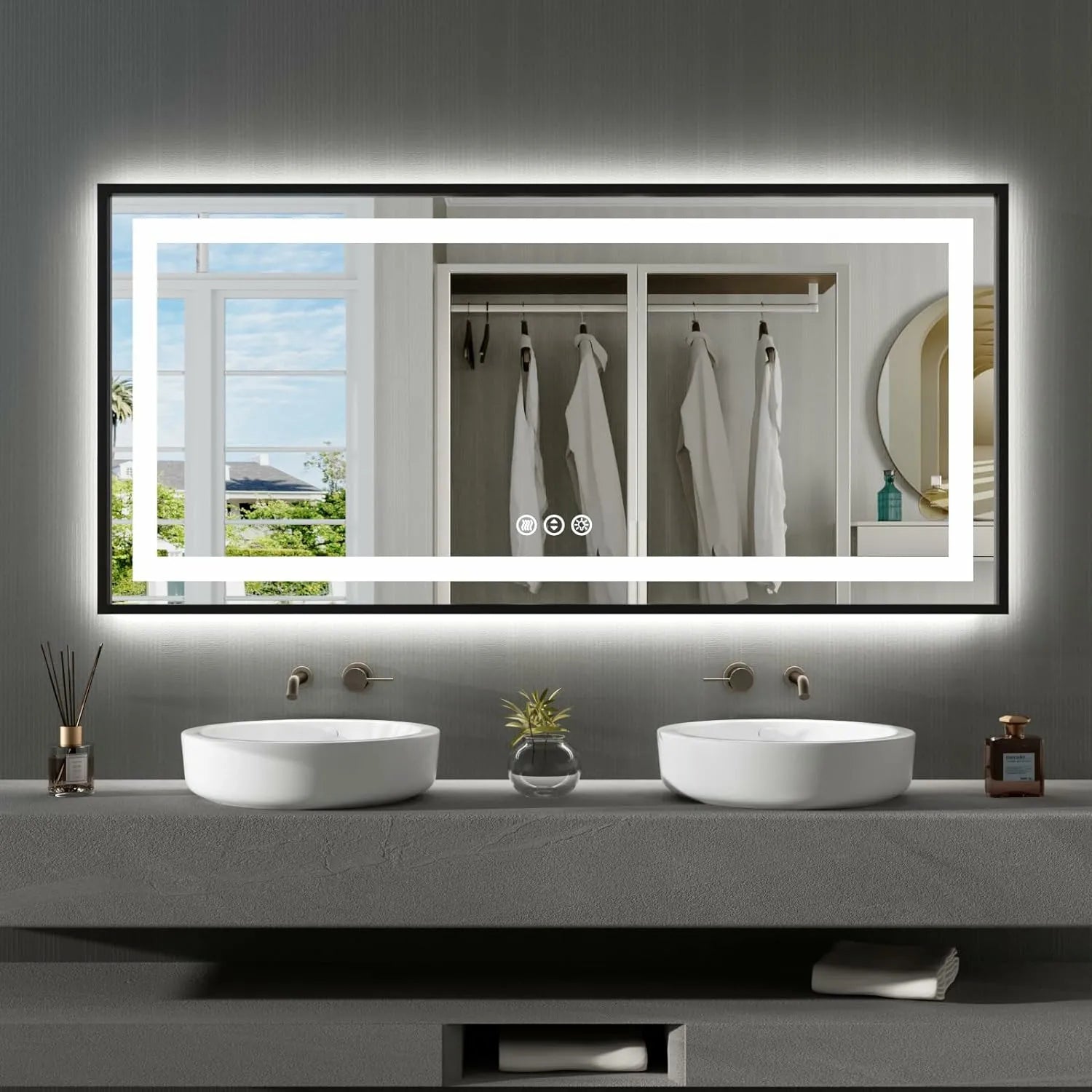 Thin Framed Lighted Mirror