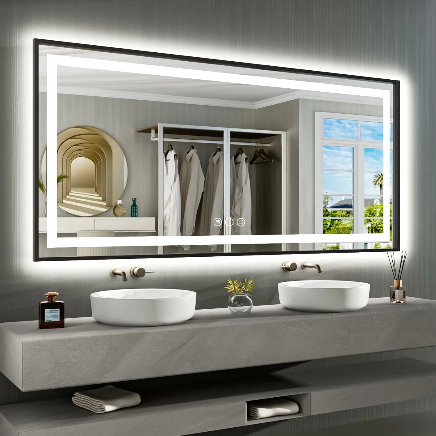 Thin Framed Lighted Mirror