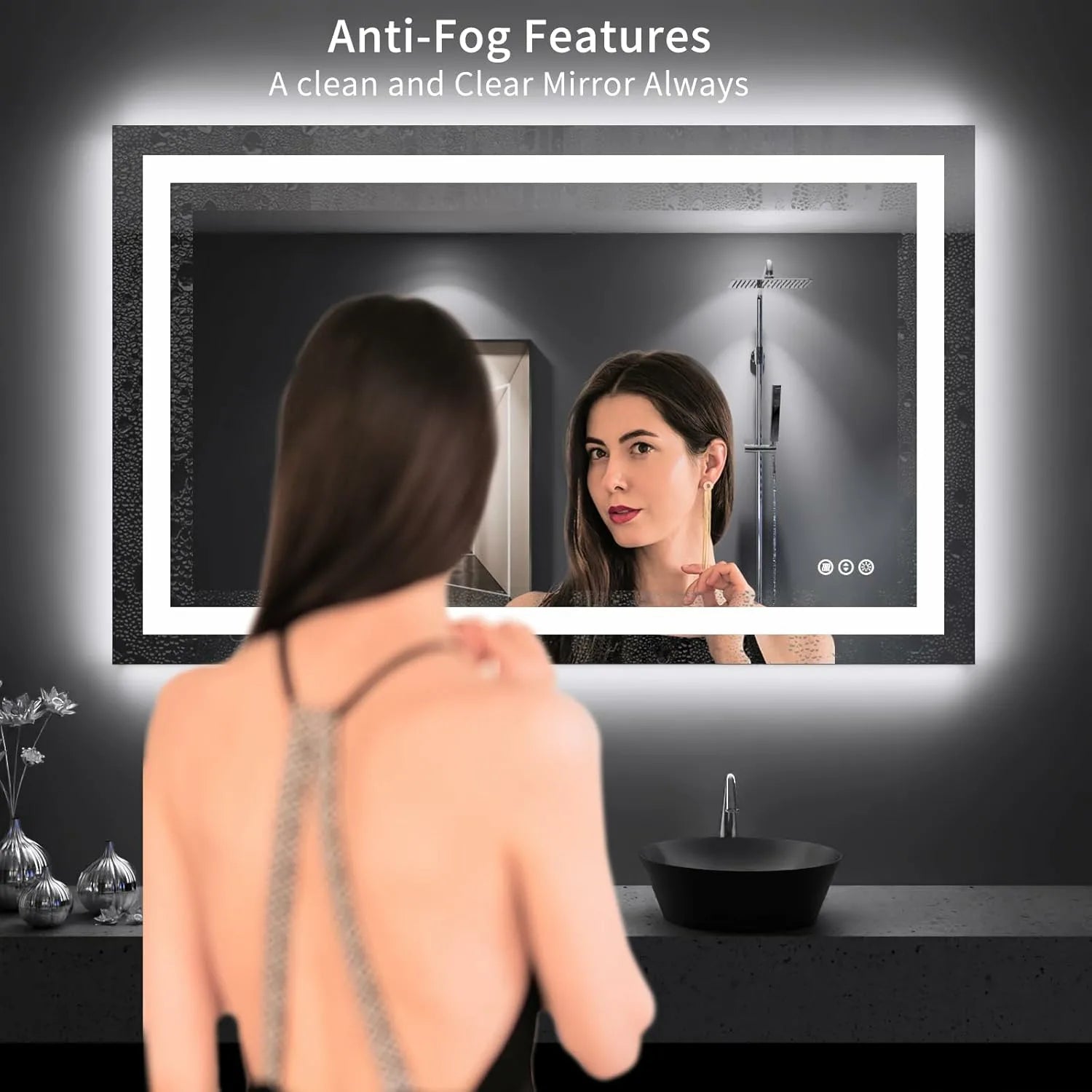 LOAAO 48"X30" Tempered Glass Shatter-Proof ETL Listed LED Bathroom Mirror with Lights