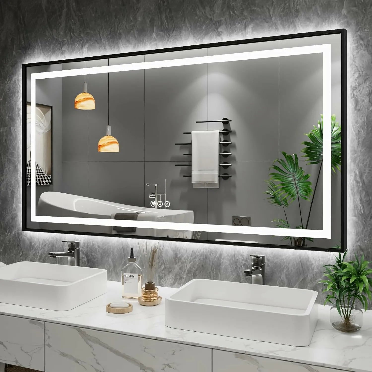 LOAAO Shatter-Proof Black Frame LED Vanity Mirror