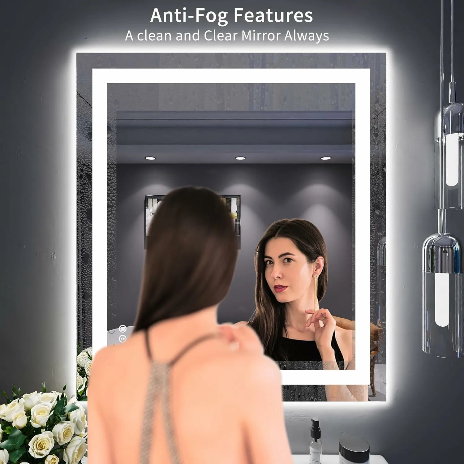 LOAAO 32"X36" Backlit + Front Lit LED Bathroom Mirror with Lights