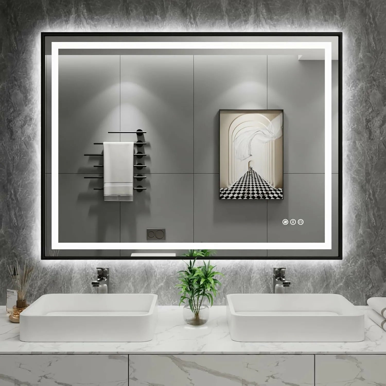 Thin Framed Lighted Mirror