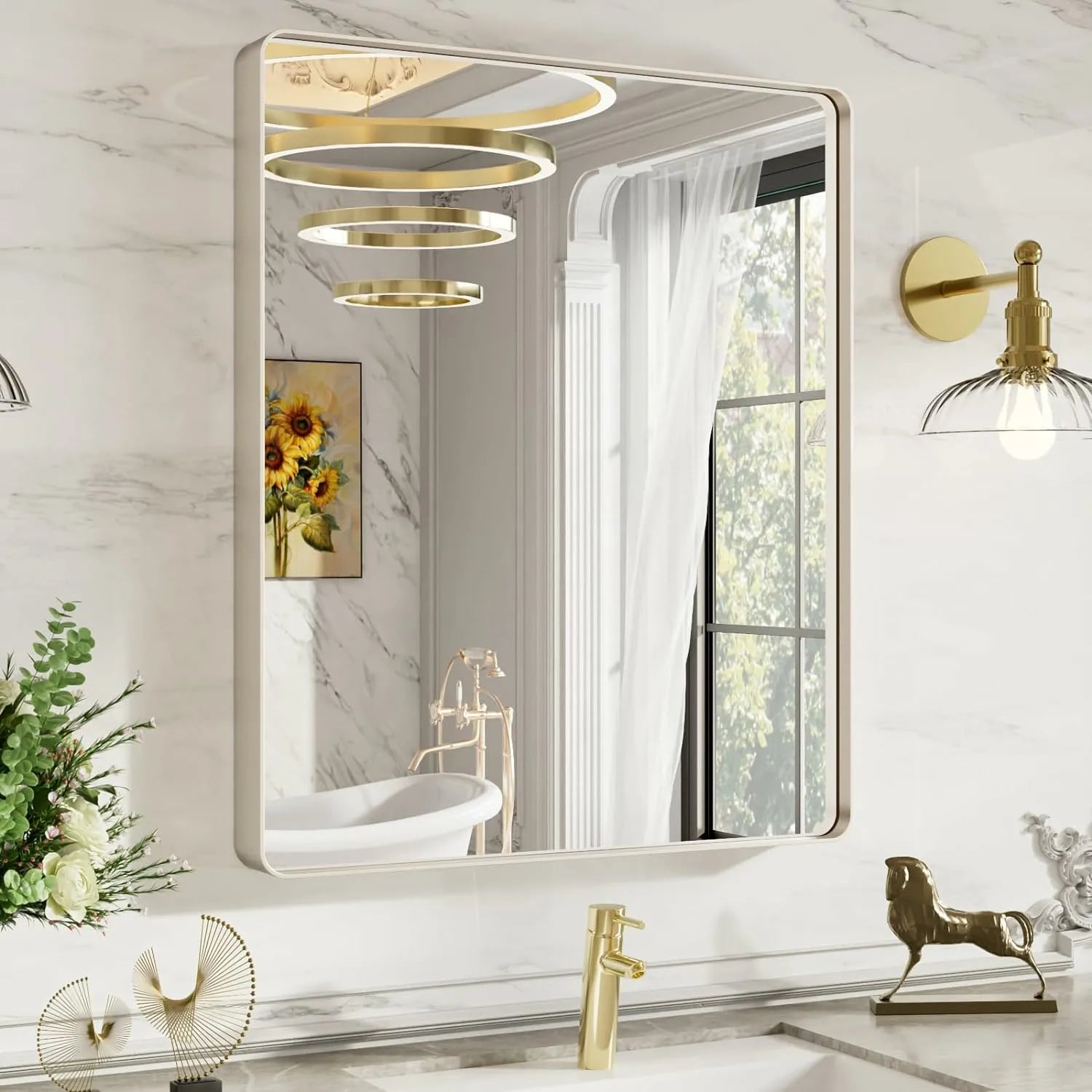 Shatter Proof Silver Frame Bathroom Mirror