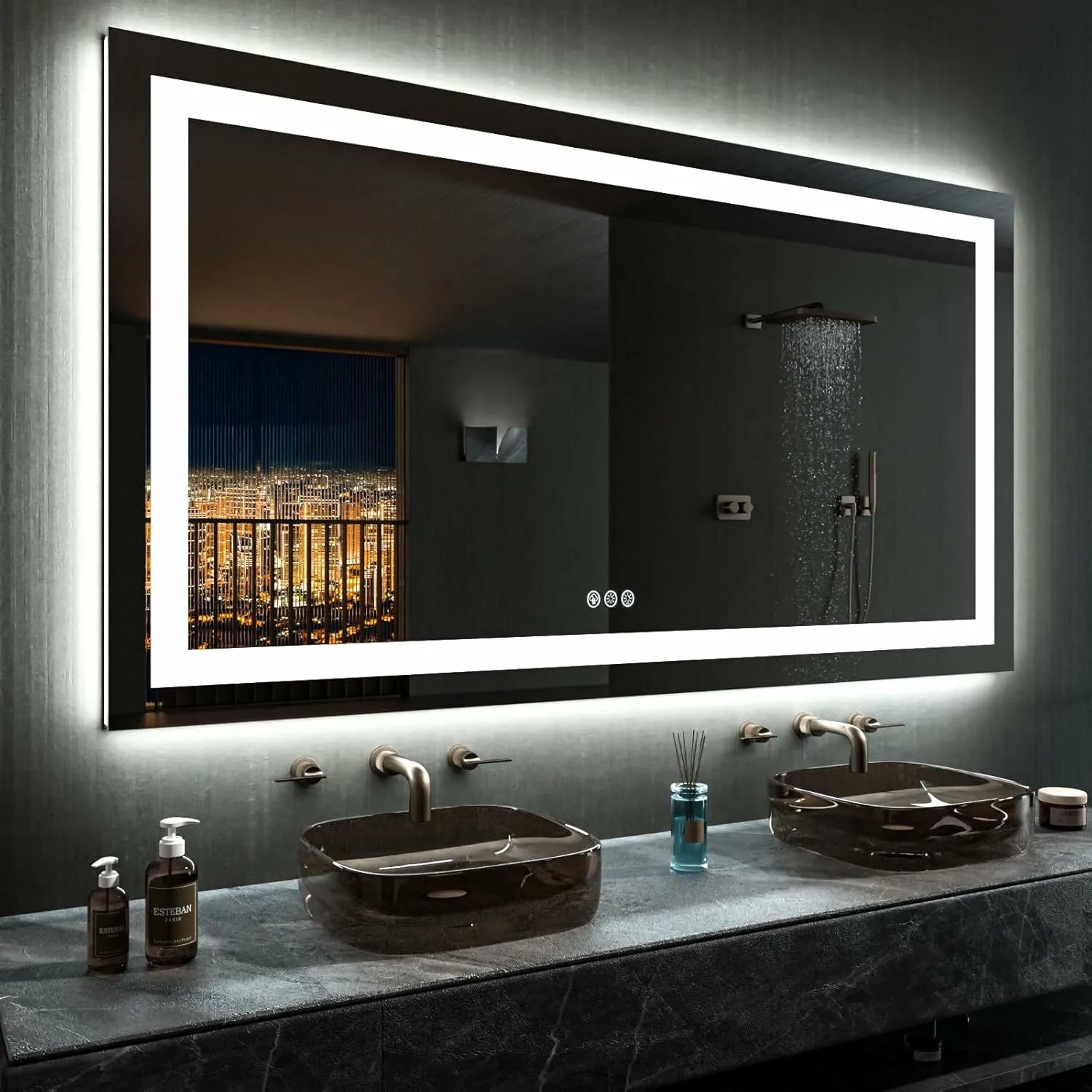 LOAAO 60”X30“ Multiple Light Modes LED Bathroom Mirror with RGB Lights