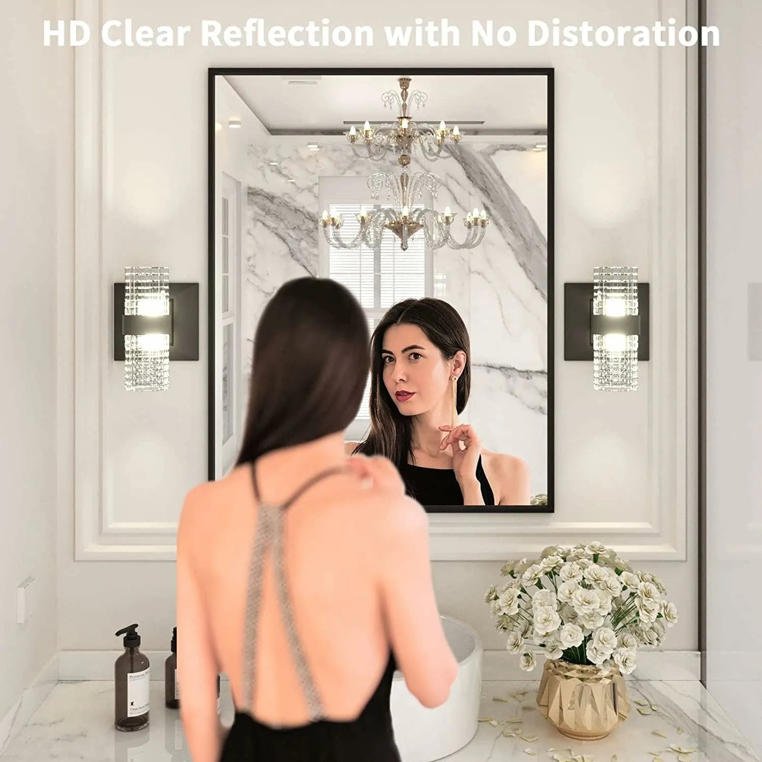 Tempered Glass Aluminum Alloy Frame Bathroom Mirror