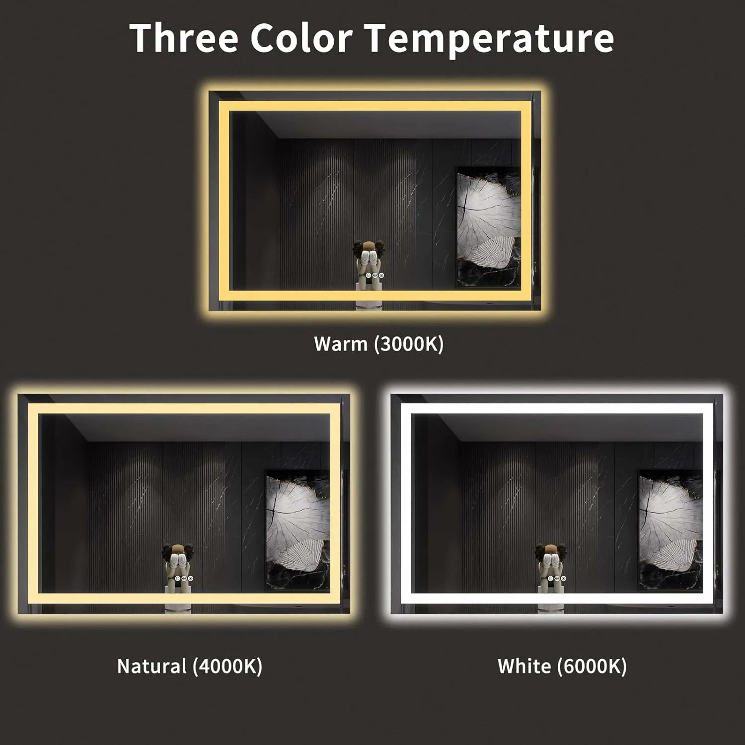 LOAAO 60"X40" Anti-Fog Dimmable Memory Function LED Bathroom Vanity Mirror