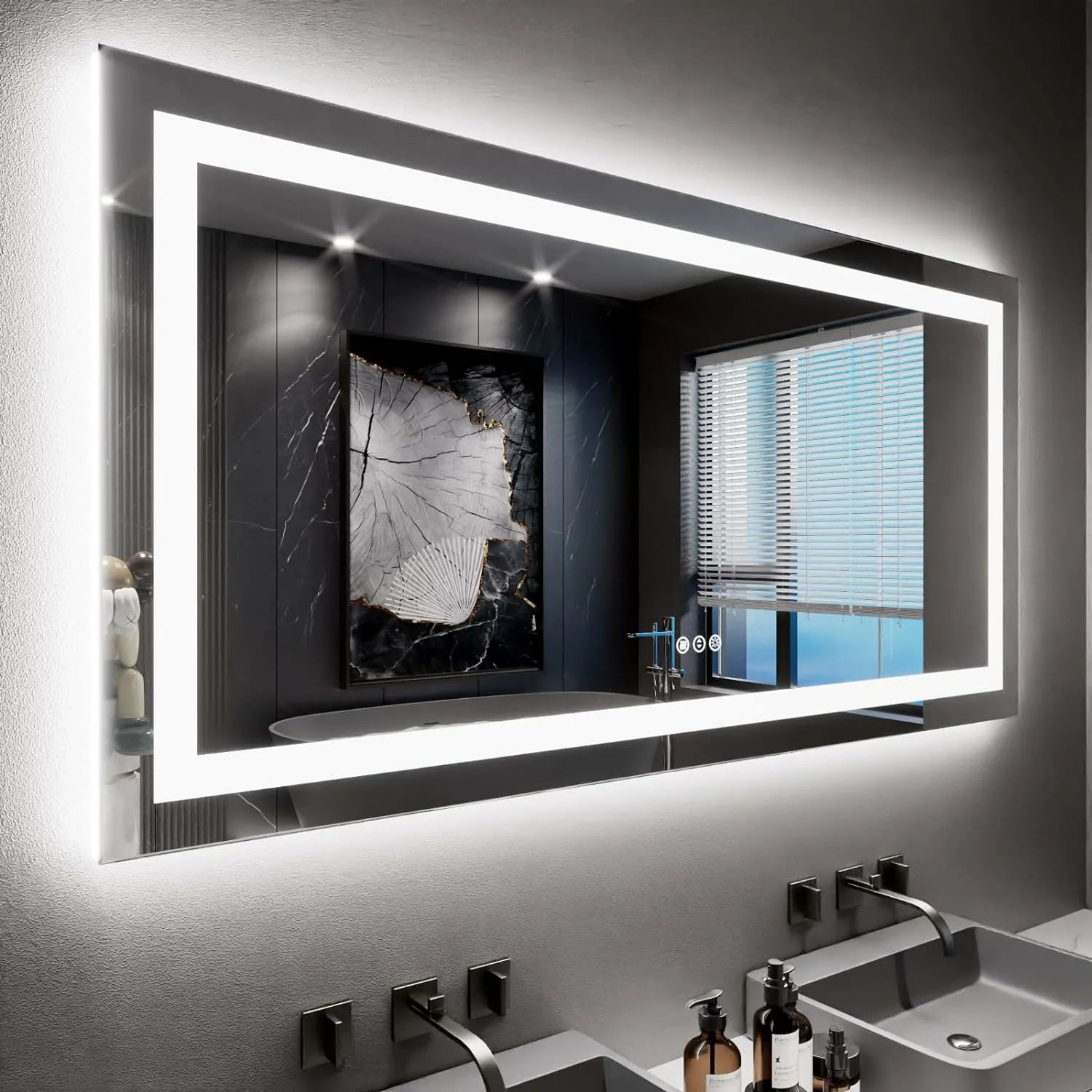 LOAAO 60"X30" Rectangular Dimmable LED Light Bathroom Mirror