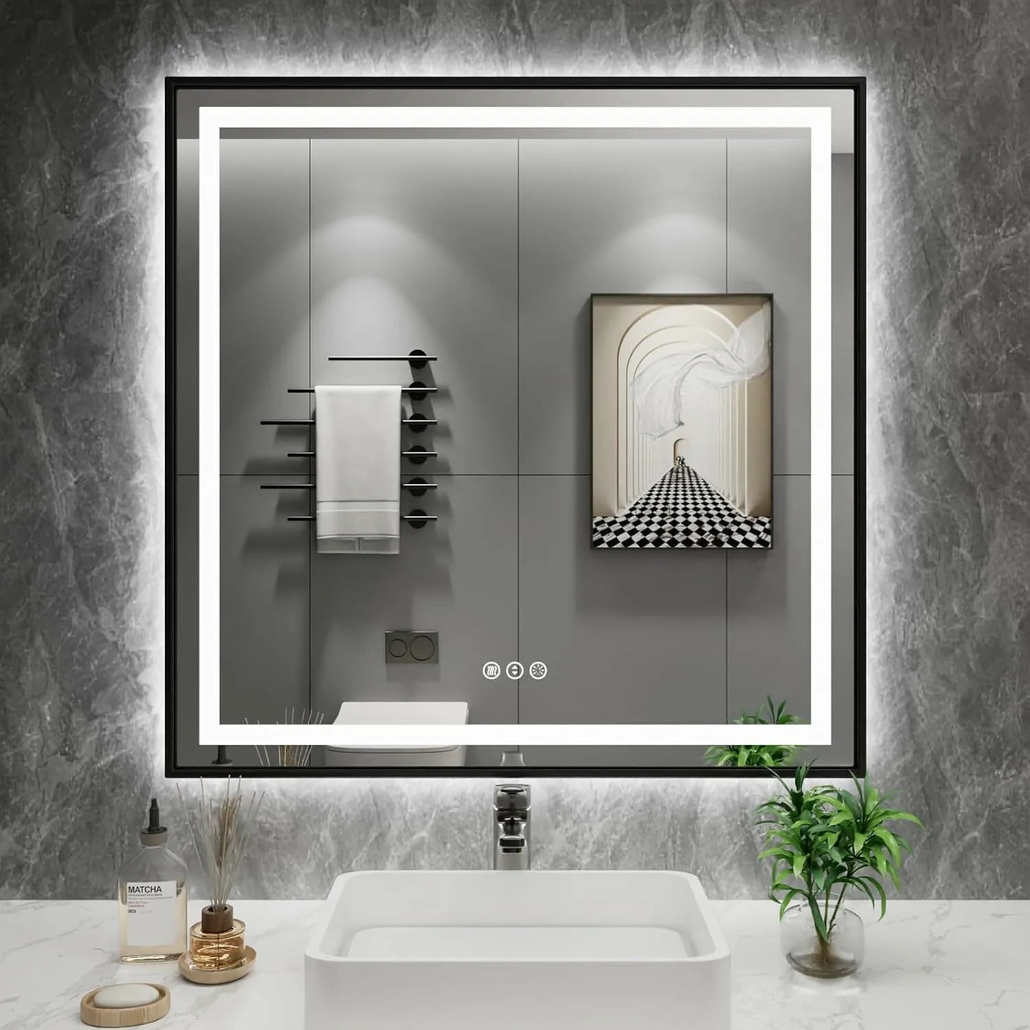 Memory Function Stepless Dimmable LED Bathroom Mirror