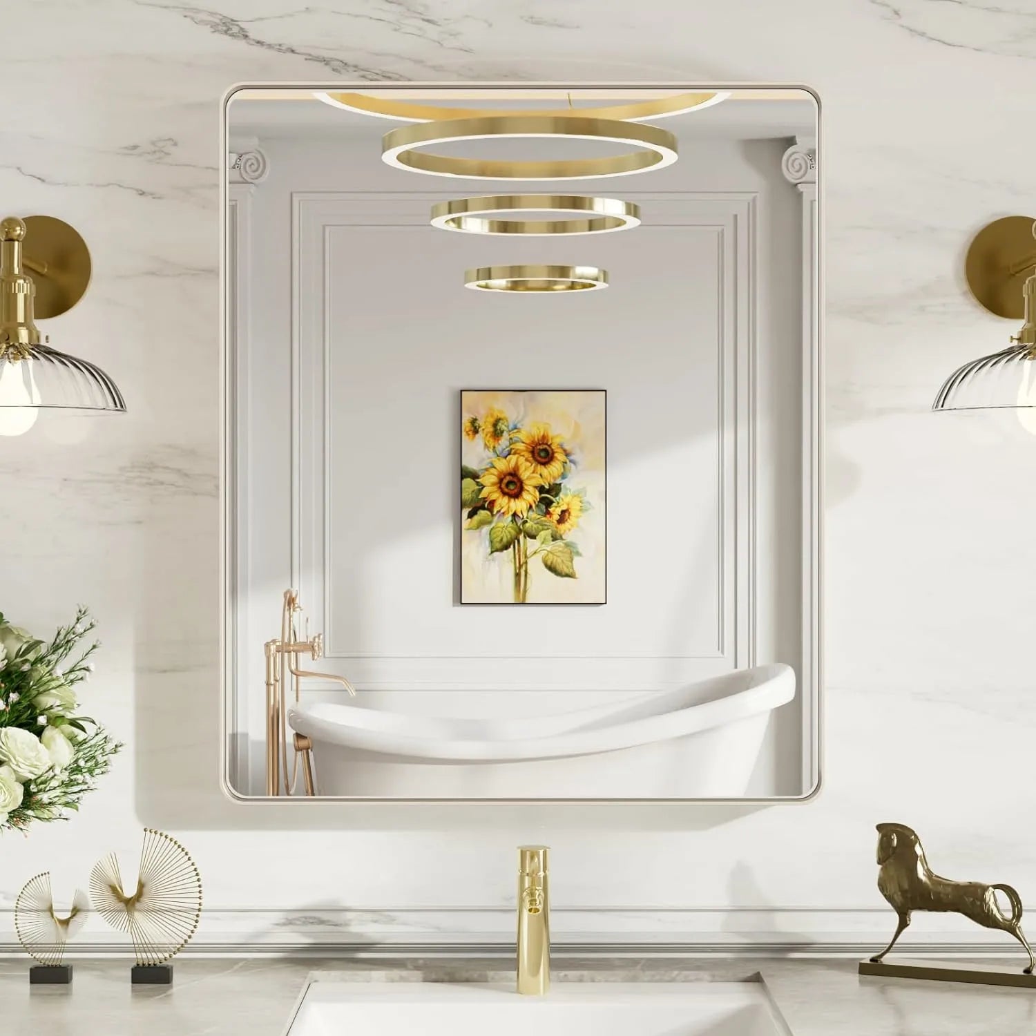 Shatter Proof Silver Frame Bathroom Mirror