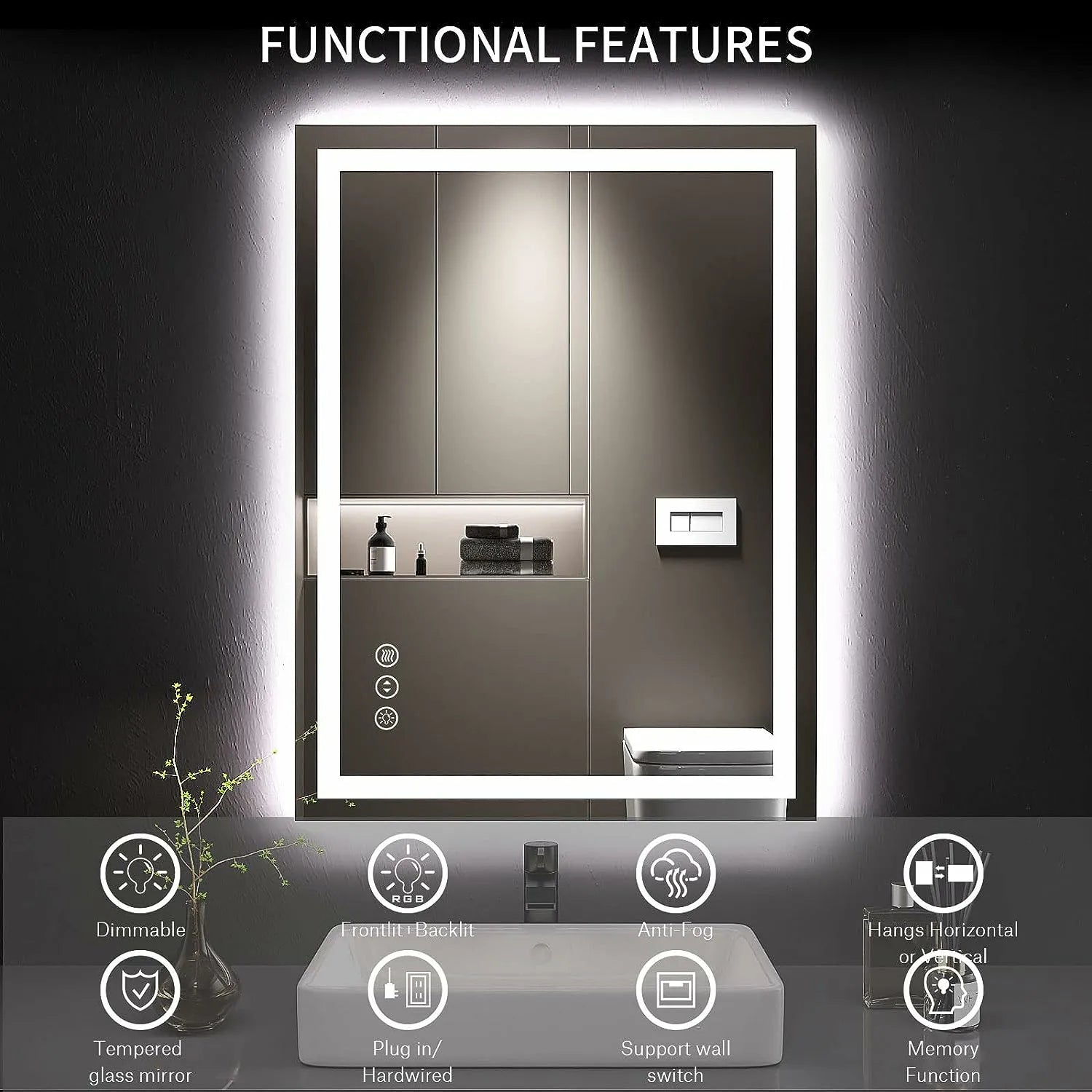 Backlit + Front Lit LED Bathroom Mirror