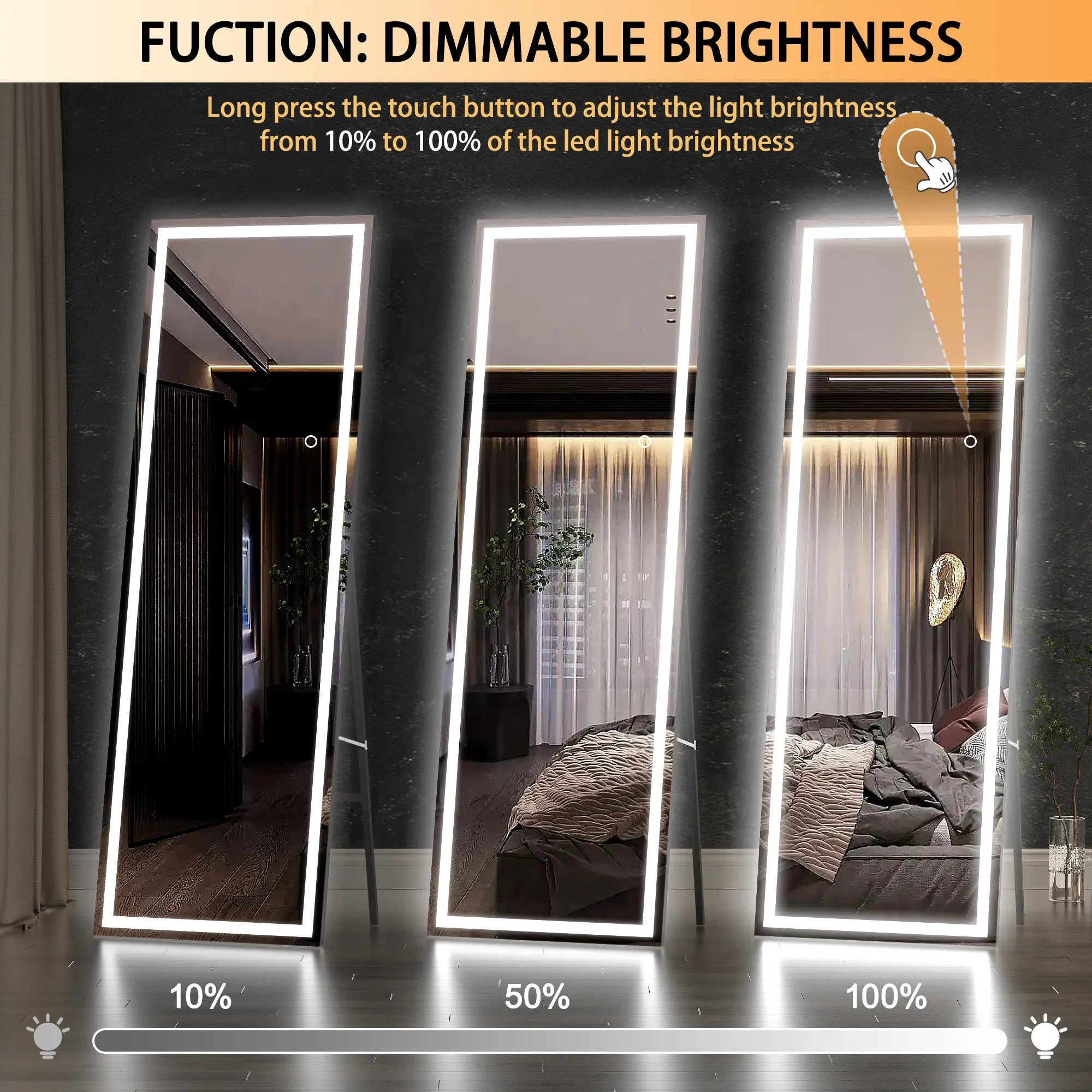 Floor Standing Mirror Full Length Mirror with LED light Back-lit