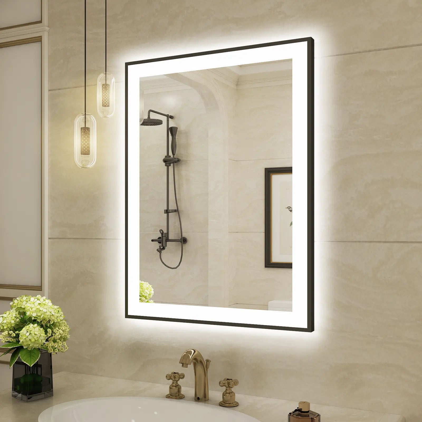 Black Framed LED Mirror