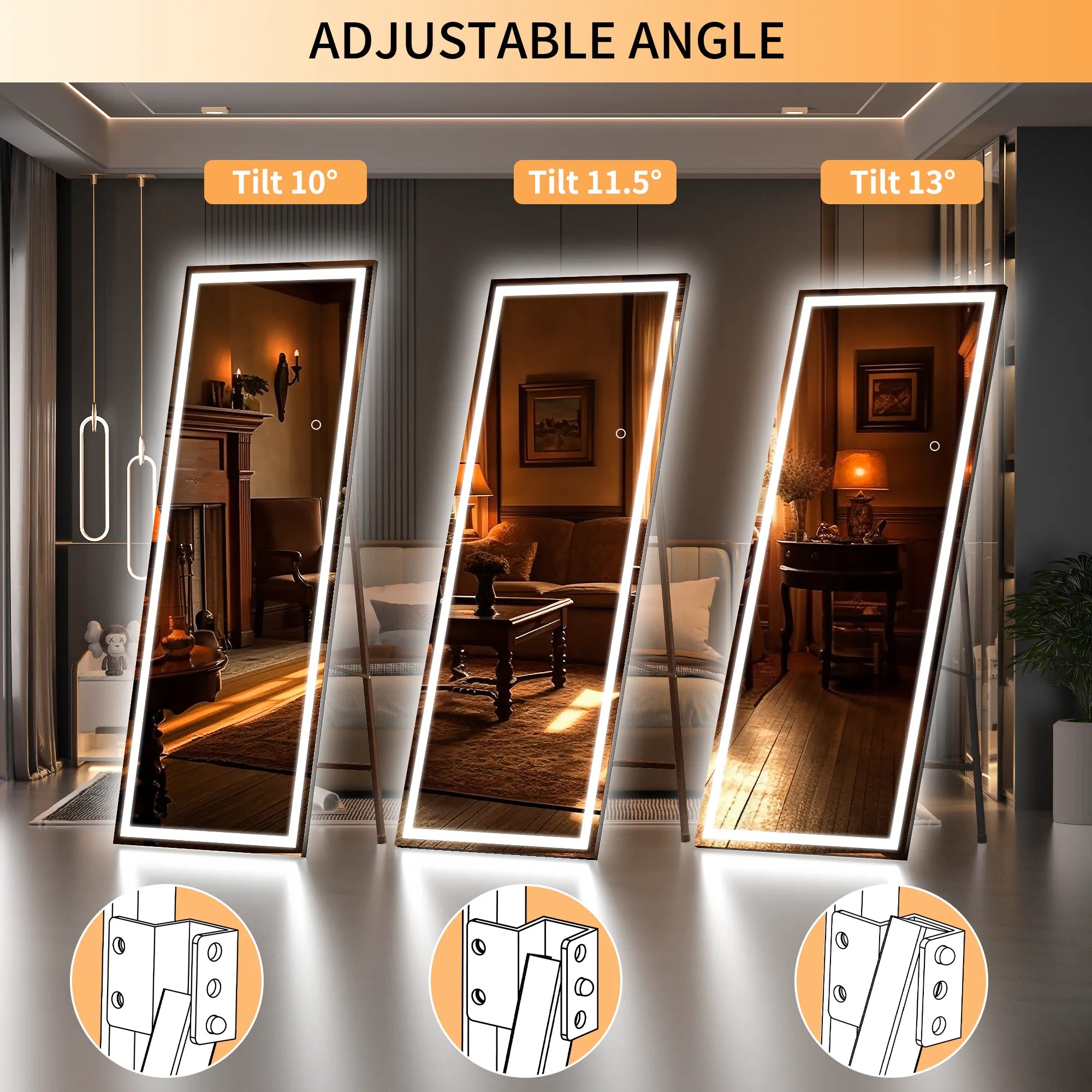 Floor Standing Mirror Full Length Mirror with LED light Back-lit