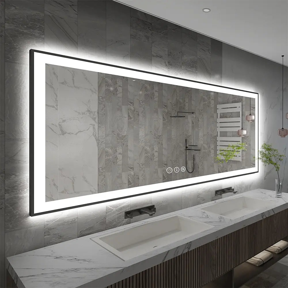 Wall-mounted Dimming Light Anti-Corrosion LED Large Bathroom Mirror