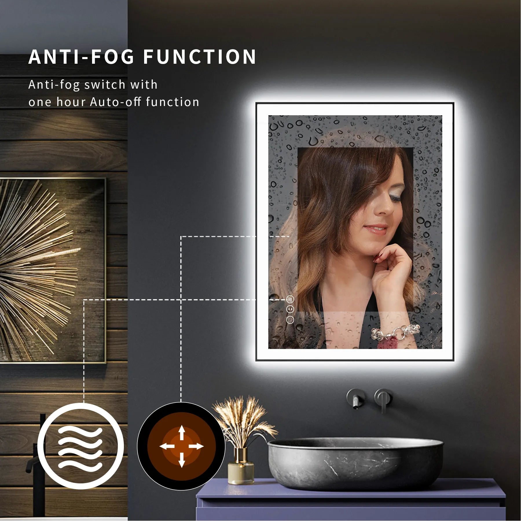 IP44 Waterproof Anti-Fog Led Smart Mirror