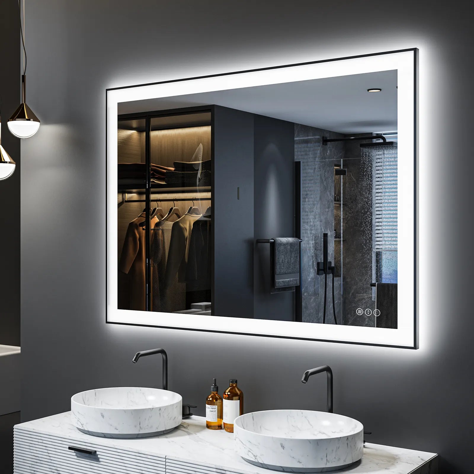 Black Framed LED Mirror